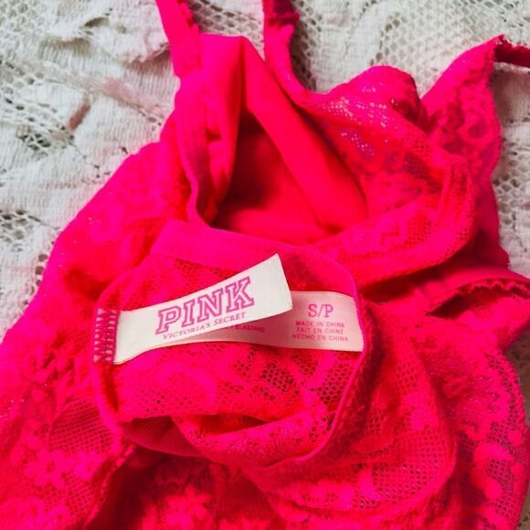 pink by Victoria’s Secret | hot pink lace bralette | size small - Picture 6 of 7